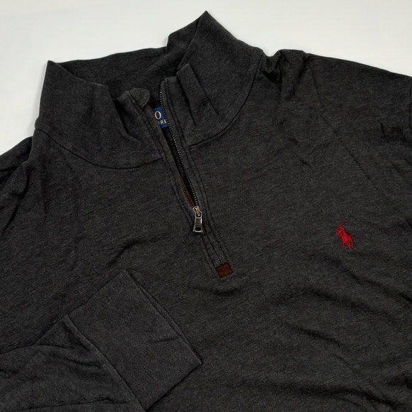 Polo Ralph Lauren Men's XL Gray Cotton Lightweight Pullover Quarter Zip‎ Sweater - Picture 1 of 5